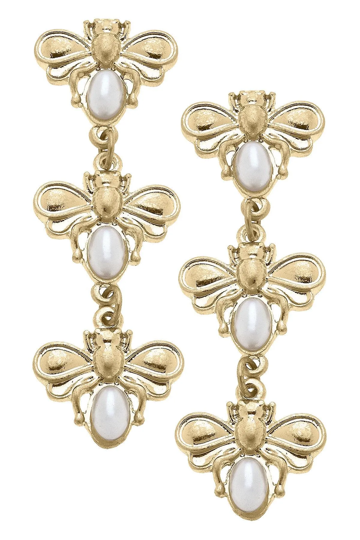 Pearl Bumble Bee Linked Earrings sold by Canvas Style
