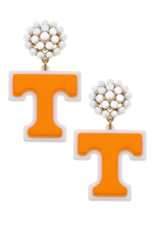 Tennessee Volunteers Pearl Cluster Resin Logo Earrings sold by Canvas Style