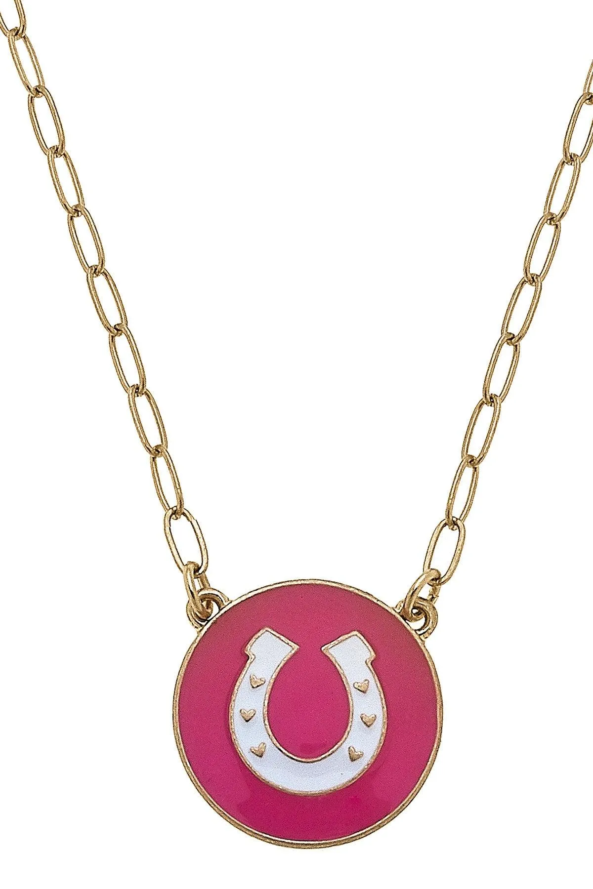 Horseshoe Enamel Pendant Necklace sold by Canvas Style