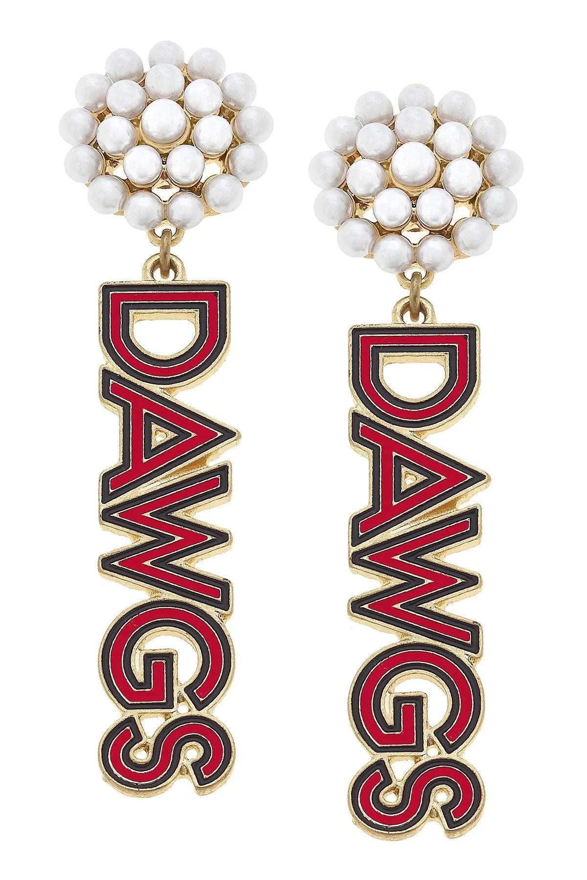 Georgia Bulldogs Pearl Cluster Outline Enamel Drop Earrings - FINAL SALE sold by Canvas Style