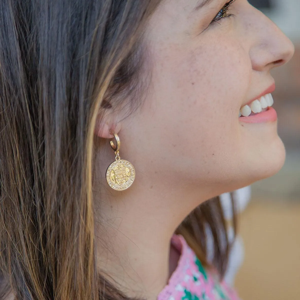 CANVAS Style x MaryCatherineStudio French Coin Drop Hoop Earrings in Worn Gold - FINAL SALE sold by Canvas Style product image thumbnail 2