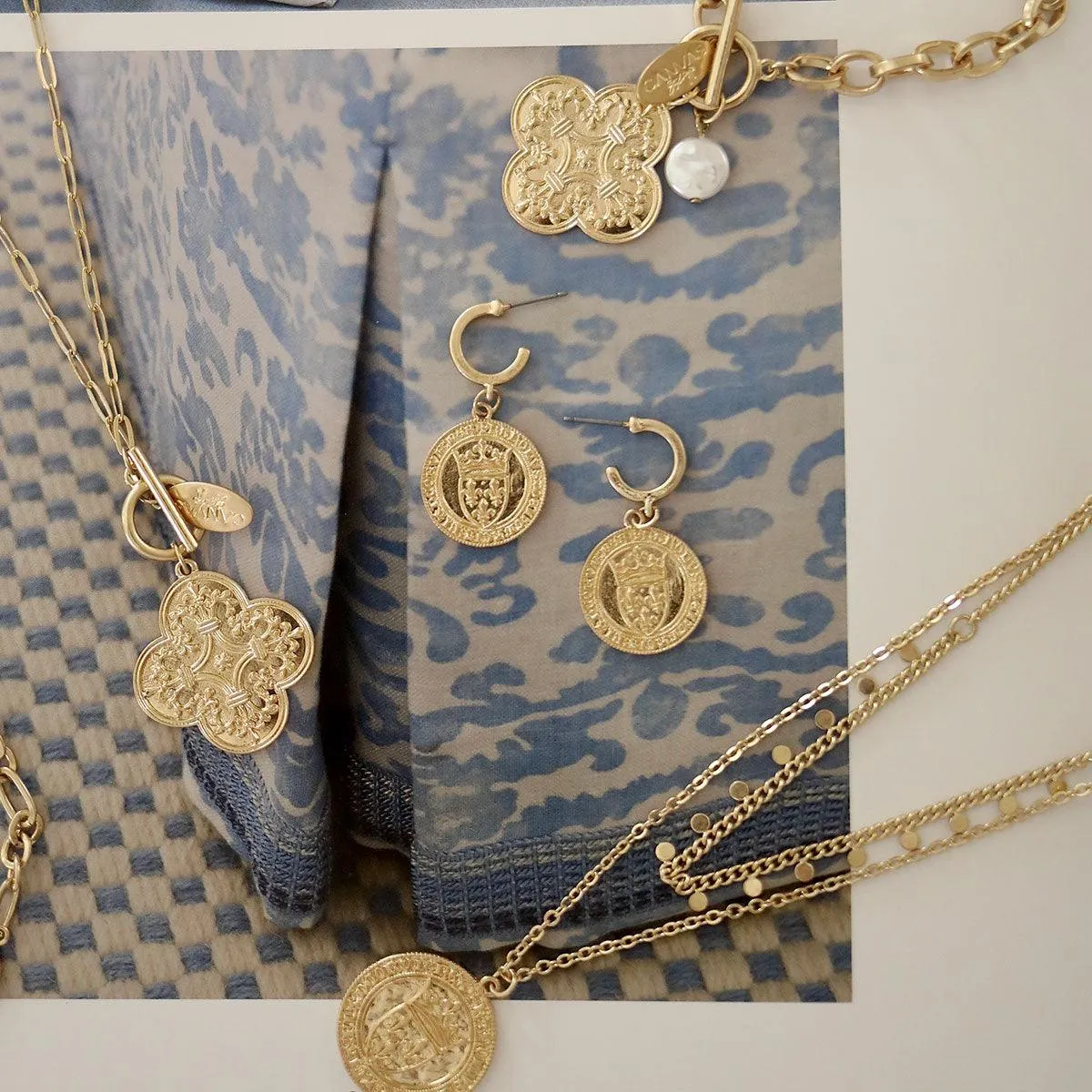 CANVAS Style x MaryCatherineStudio French Coin Drop Hoop Earrings in Worn Gold - FINAL SALE sold by Canvas Style product image thumbnail 3