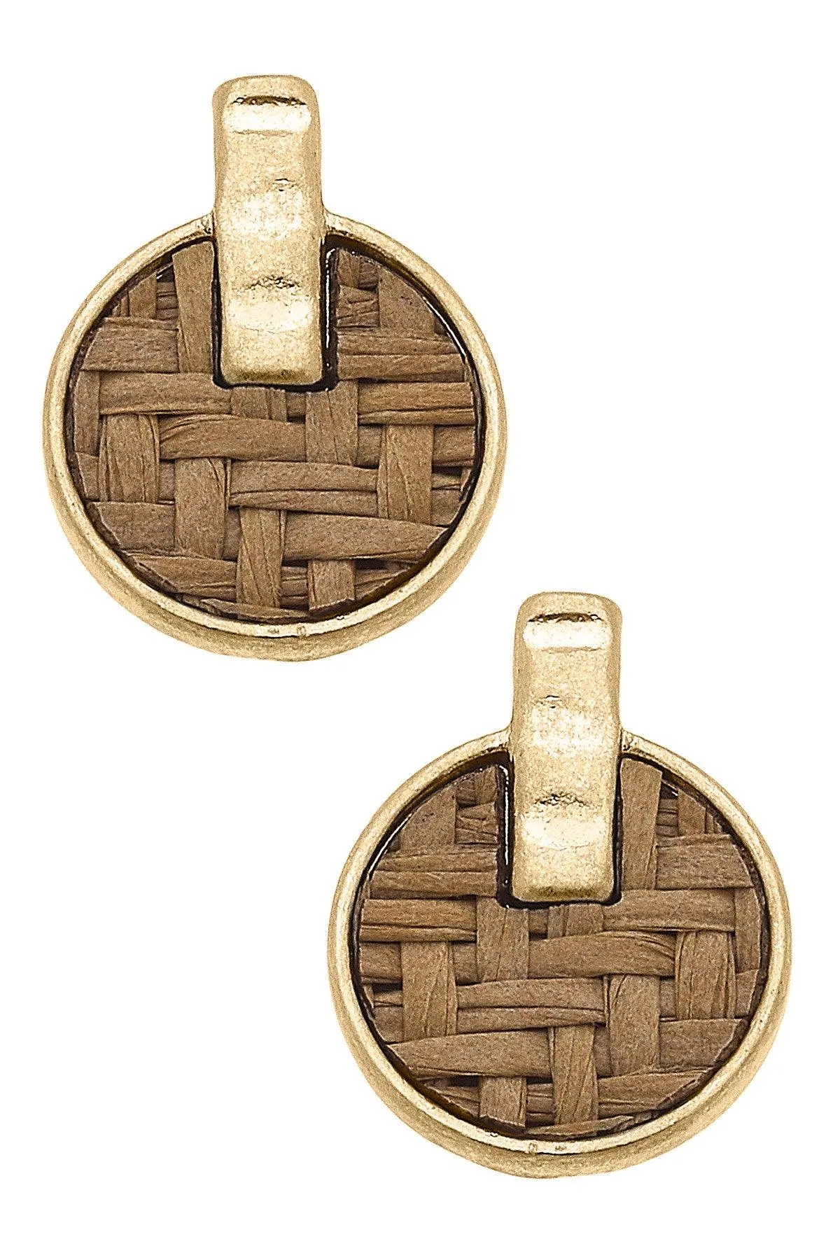 Danielle Raffia Stud Earrings in Brown - FINAL SALE sold by Canvas Style