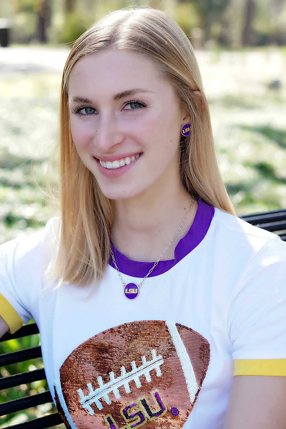 LSU Tigers Enamel Disc Stud Earrings - FINAL SALE sold by Canvas Style product image thumbnail 2
