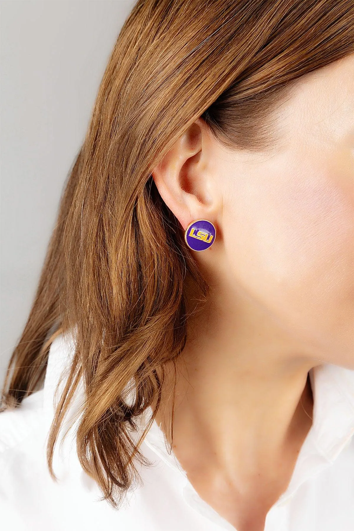 LSU Tigers Enamel Disc Stud Earrings - FINAL SALE sold by Canvas Style product image thumbnail 3