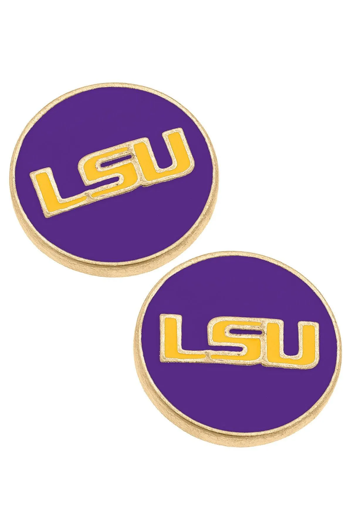 LSU Tigers Enamel Disc Stud Earrings - FINAL SALE sold by Canvas Style
