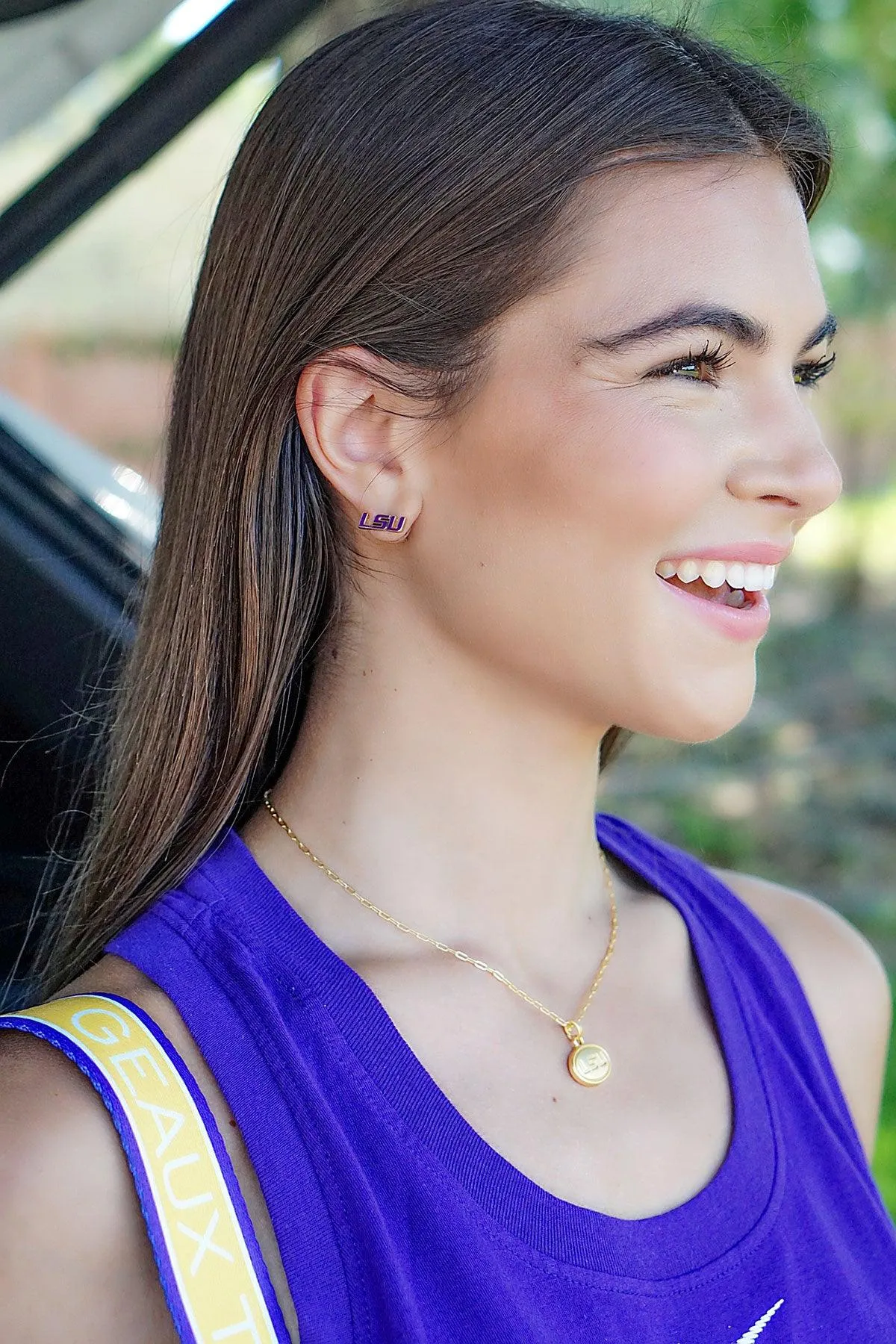 LSU Tigers Enamel Stud Earrings - FINAL SALE sold by Canvas Style product image thumbnail 2