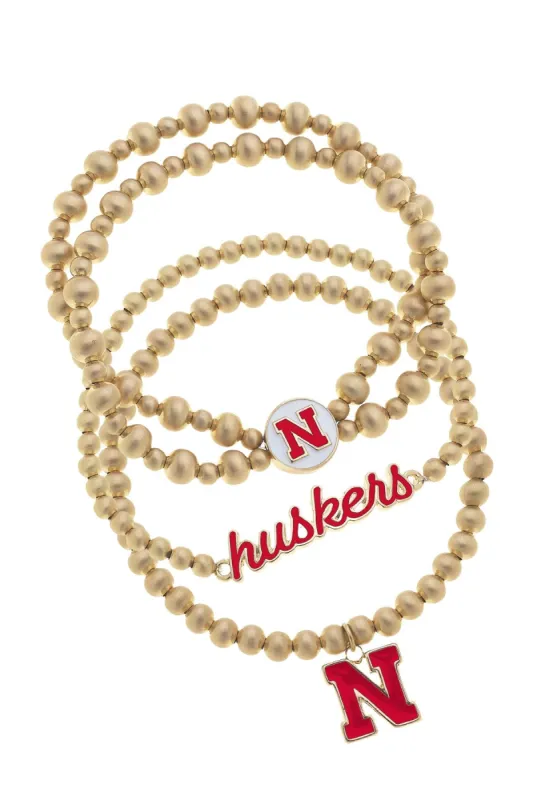 Nebraska Cornhuskers Ball Bead Stretch Bracelet Stack sold by Canvas Style