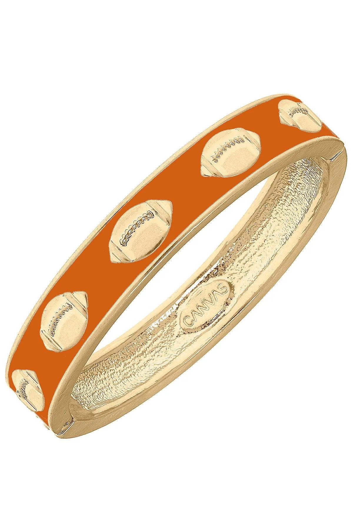 Game Day Enamel Football Hinge Bangle in Burnt Orange sold by Canvas Style