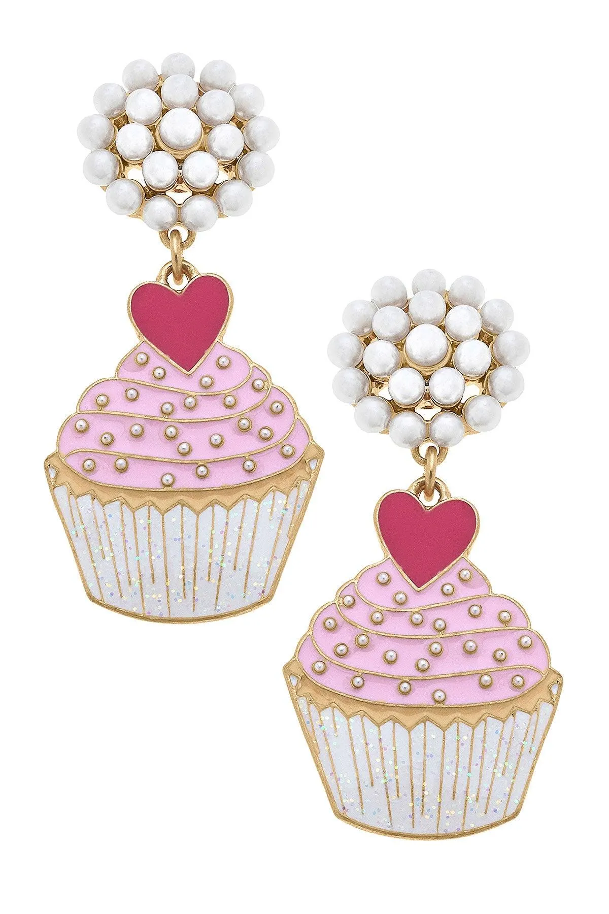 Love Cupcake Enamel Earrings in Pink & Fuchsia - FINAL SALE sold by Canvas Style