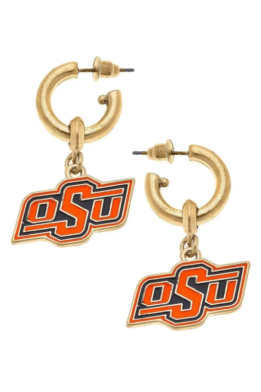 Oklahoma State Cowboys Enamel Drop Hoop Earrings - FINAL SALE sold by Canvas Style