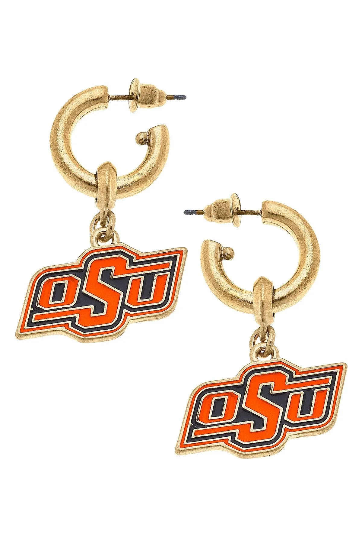 Oklahoma State Cowboys Enamel Drop Hoop Earrings - FINAL SALE sold by Canvas Style