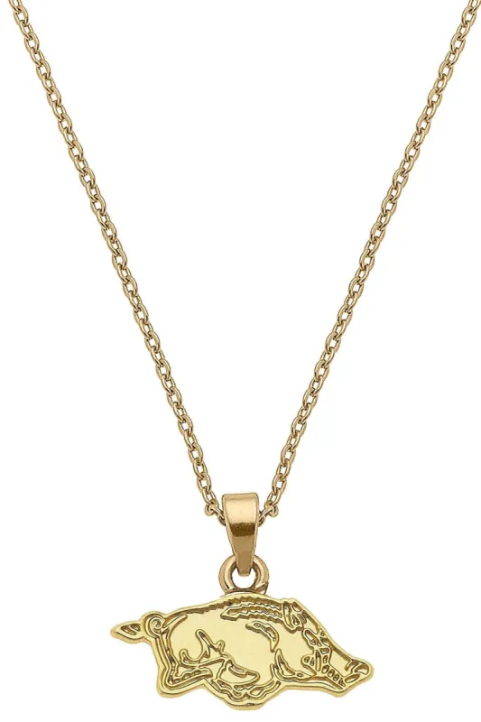 Arkansas Razorbacks 24K Gold Plated Pendant Necklace sold by Canvas Style