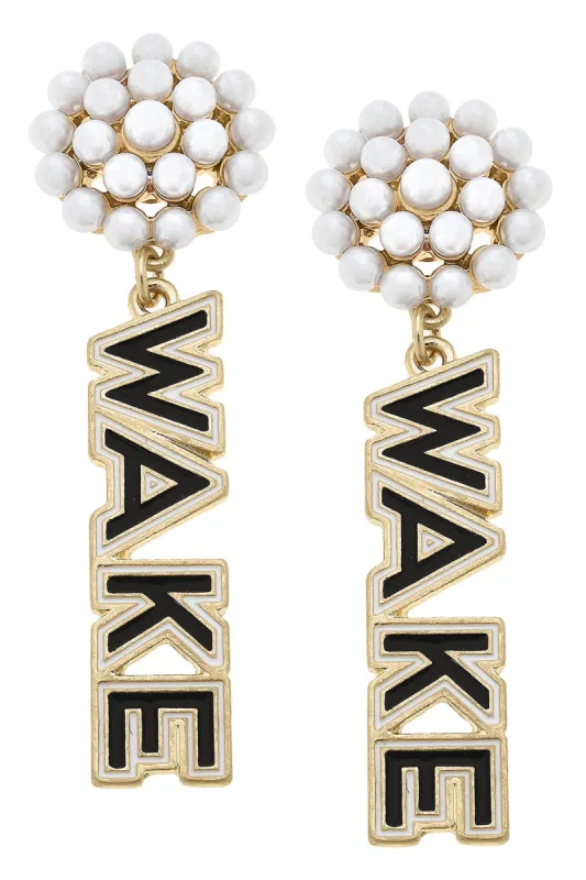 Wake Forest Demon Deacons Pearl Cluster Outline Enamel Earrings - FINAL SALE sold by Canvas Style