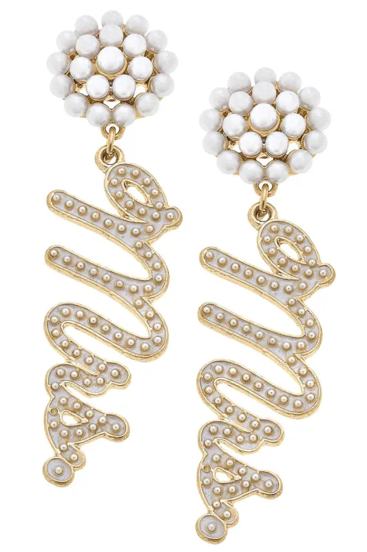 Miss to Mrs. Studded Enamel Earrings sold by Canvas Style