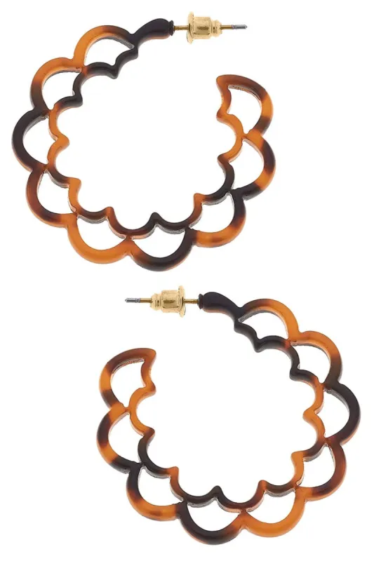 Ari Scalloped Resin Hoop Earrings in Tortoise sold by Canvas Style