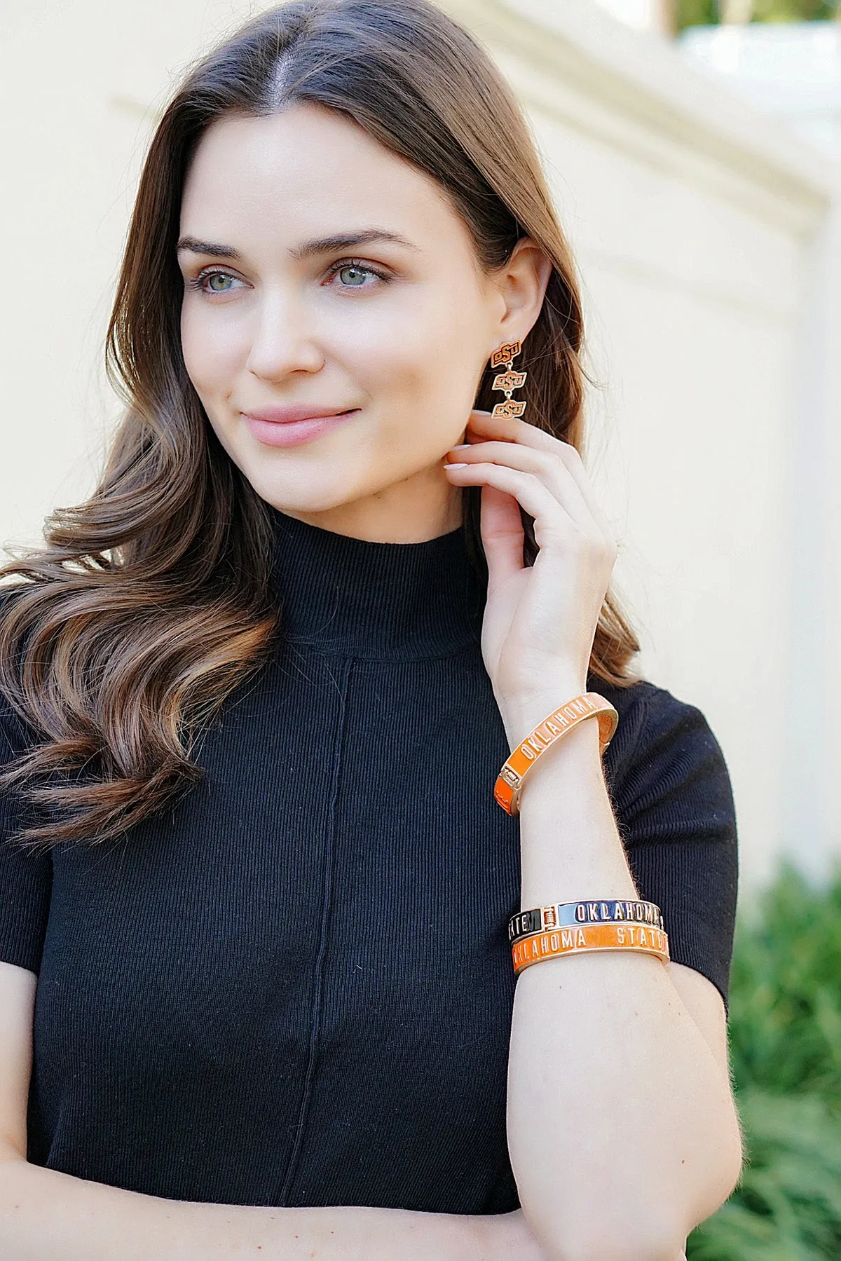 Oklahoma State Cowboys Triple Drop Enamel Earrings - FINAL SALE sold by Canvas Style product image thumbnail 2