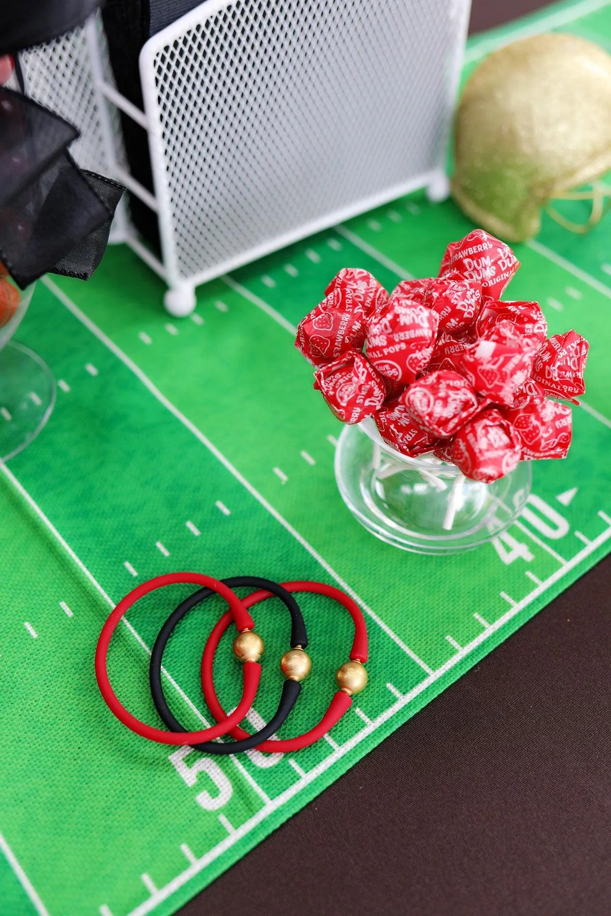 Bali 24K Gold Plated Ball Bead Silicone Bracelet in Red - FINAL SALE sold by Canvas Style product image thumbnail 5