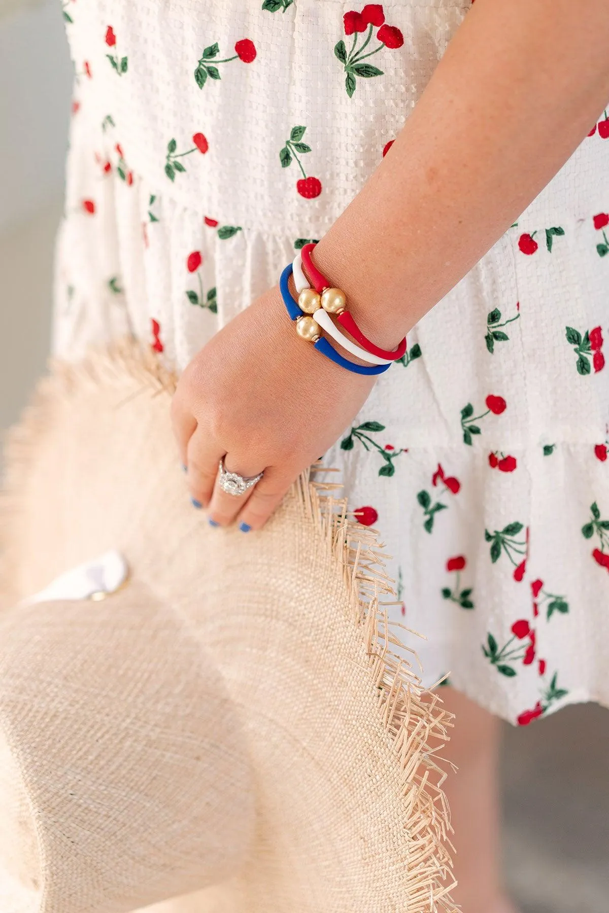 Bali 24K Gold Plated Ball Bead Silicone Bracelet in Red - FINAL SALE sold by Canvas Style product image thumbnail 4