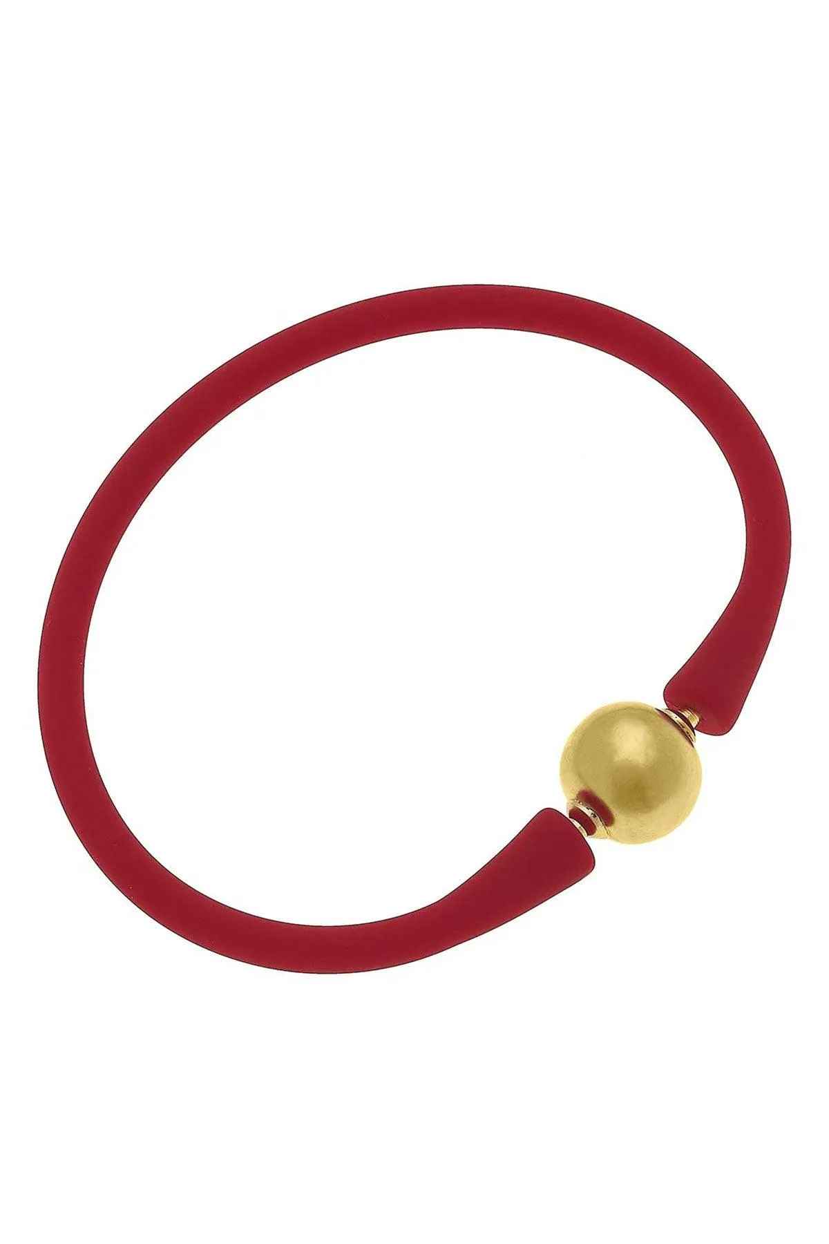 Bali 24K Gold Plated Ball Bead Silicone Bracelet in Red - FINAL SALE sold by Canvas Style