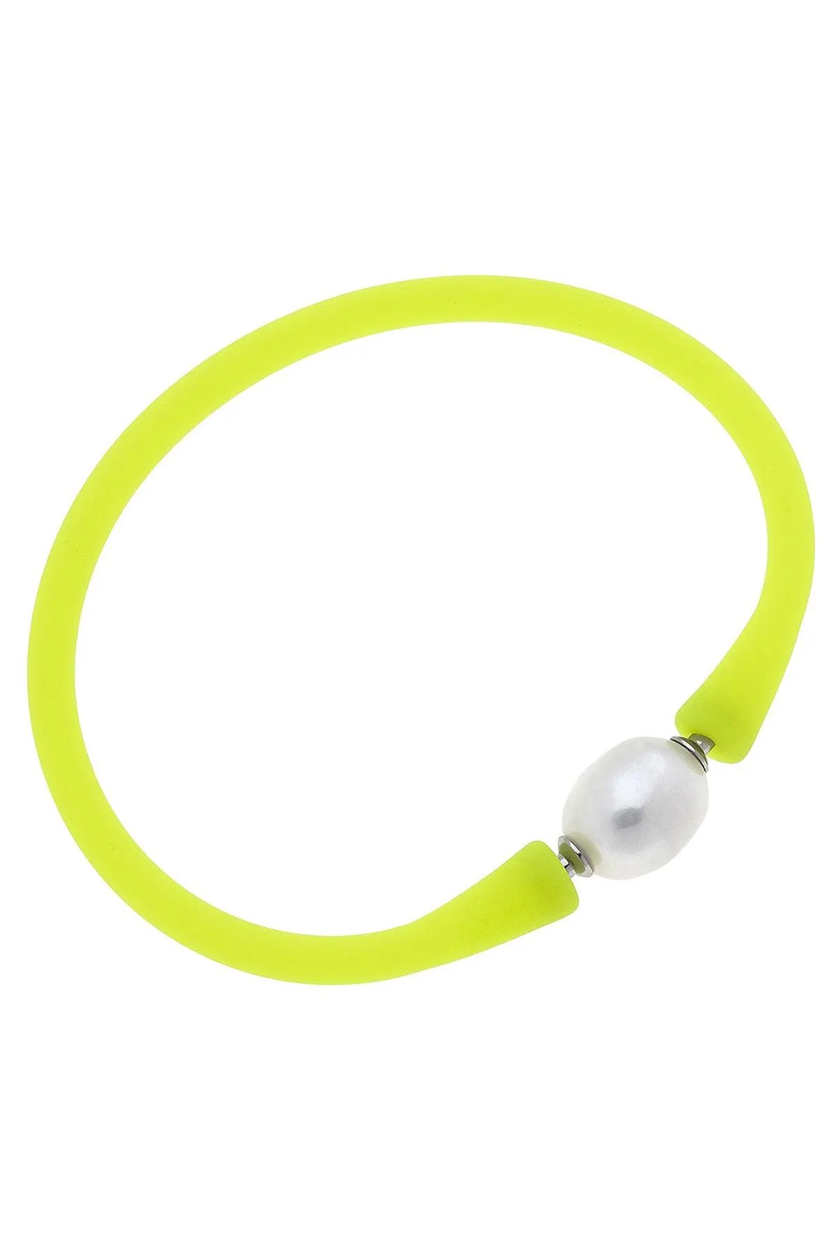 Bali Freshwater Pearl Silicone Bracelet in Neon Yellow - FINAL SALE sold by Canvas Style