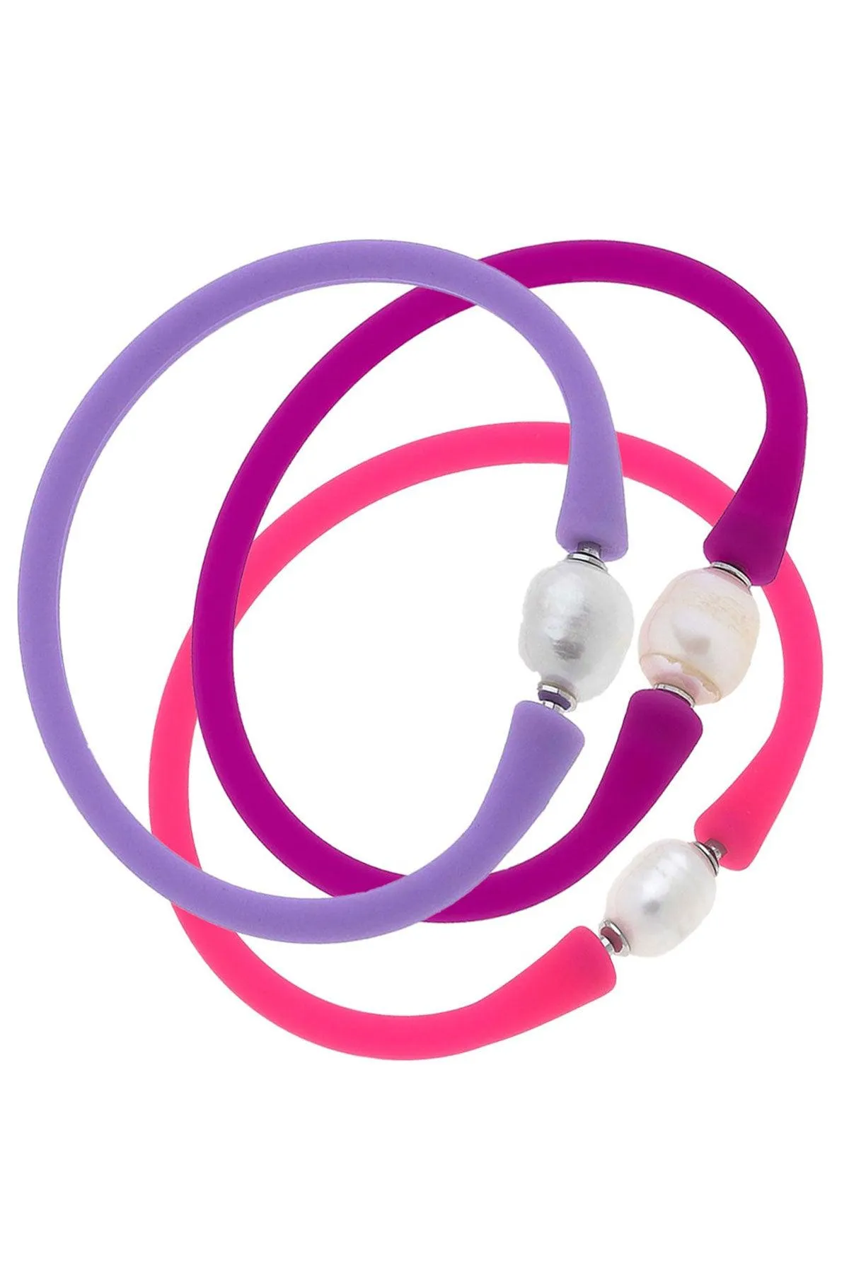 Bali Freshwater Pearl Bracelet Azalea Stack in Magenta, Lavender & Neon Pink - FINAL SALE sold by Canvas Style