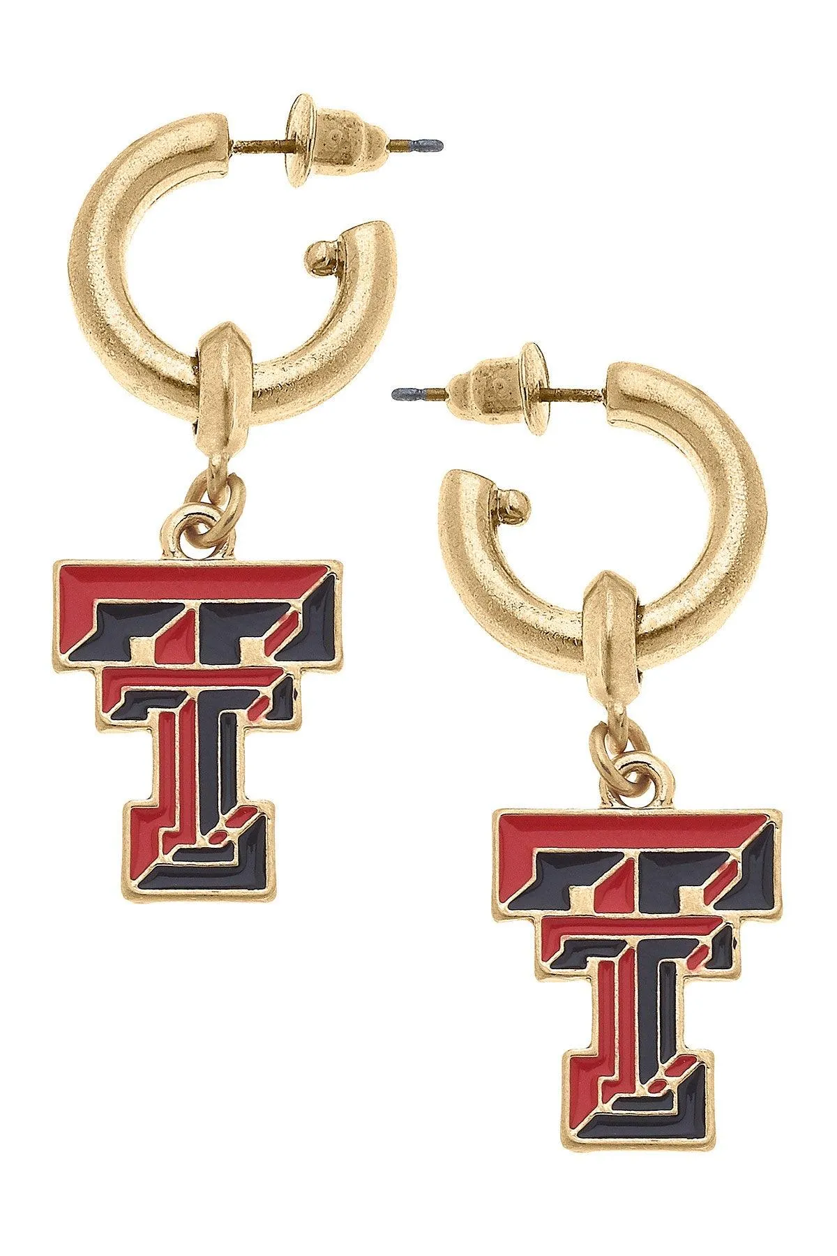Texas Tech Red Raiders Enamel Drop Hoop Earrings sold by Canvas Style
