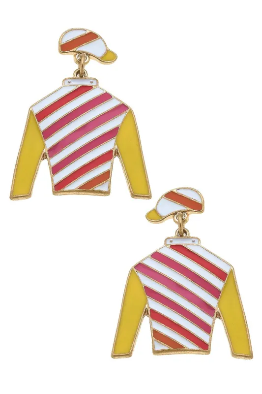 Ferdinand Jockey Silk Enamel Drop Earrings sold by Canvas Style