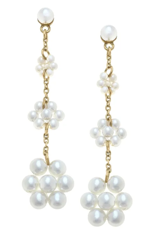 Lora Pearl Flower Drop Earrings sold by Canvas Style