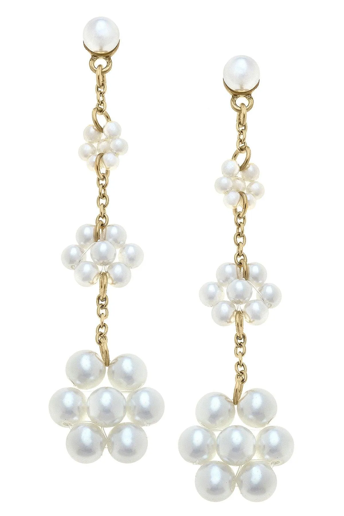 Lora Pearl Flower Drop Earrings sold by Canvas Style