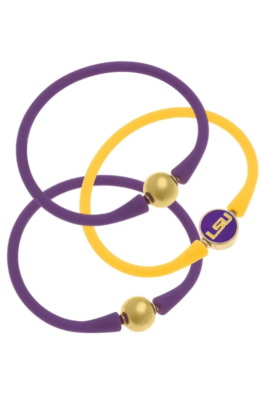 LSU Tigers 24K Gold Plated Bali Bracelet Stack (Set of 3) sold by Canvas Style