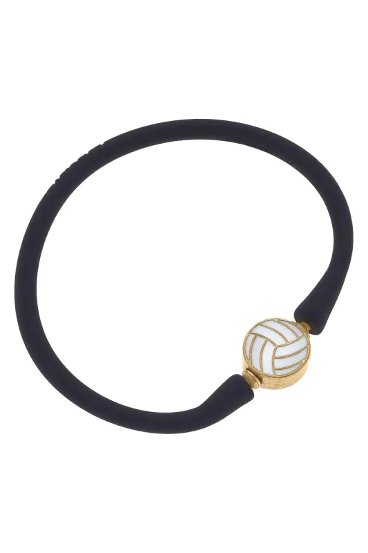 Enamel Volleyball Silicone Bali Bracelet in Black sold by Canvas Style