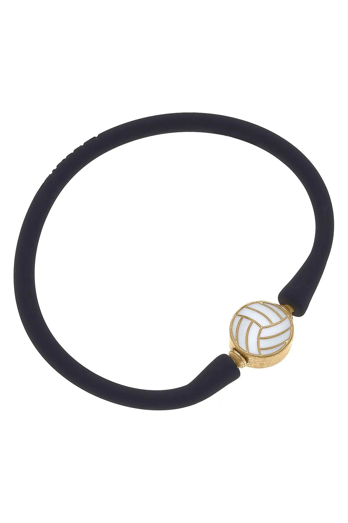 Enamel Volleyball Silicone Bali Bracelet in Black sold by Canvas Style