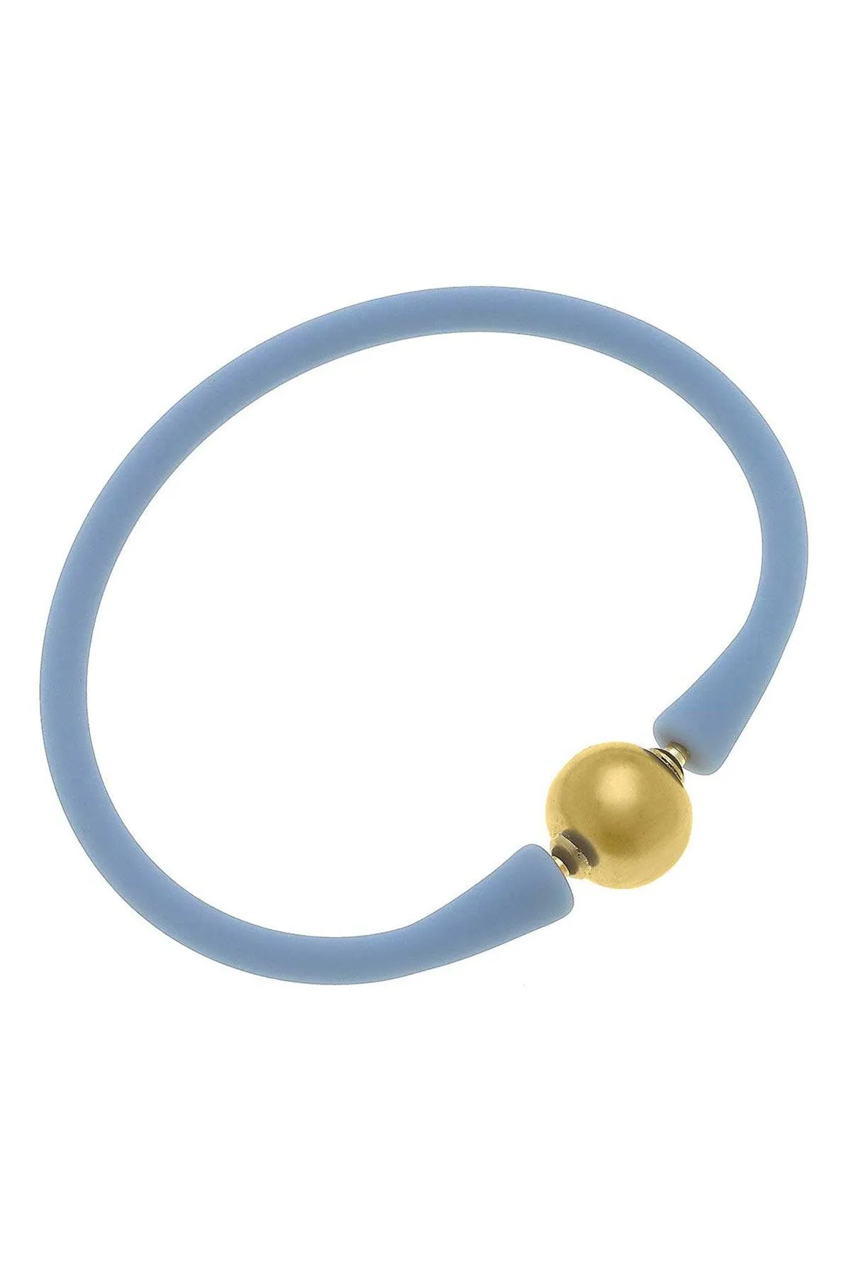 Bali 24K Gold Plated Ball Bead Silicone Bracelet in Blue Grey - FINAL SALE sold by Canvas Style