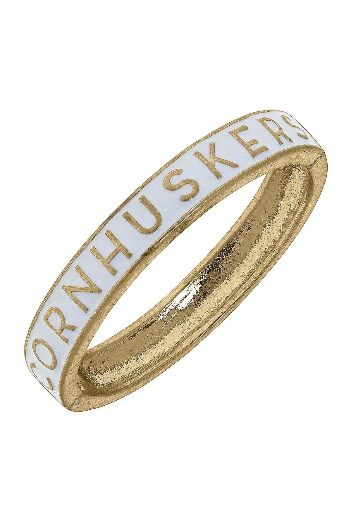 Nebraska Cornhuskers Enamel Hinge Bangle in White - FINAL SALE sold by Canvas Style