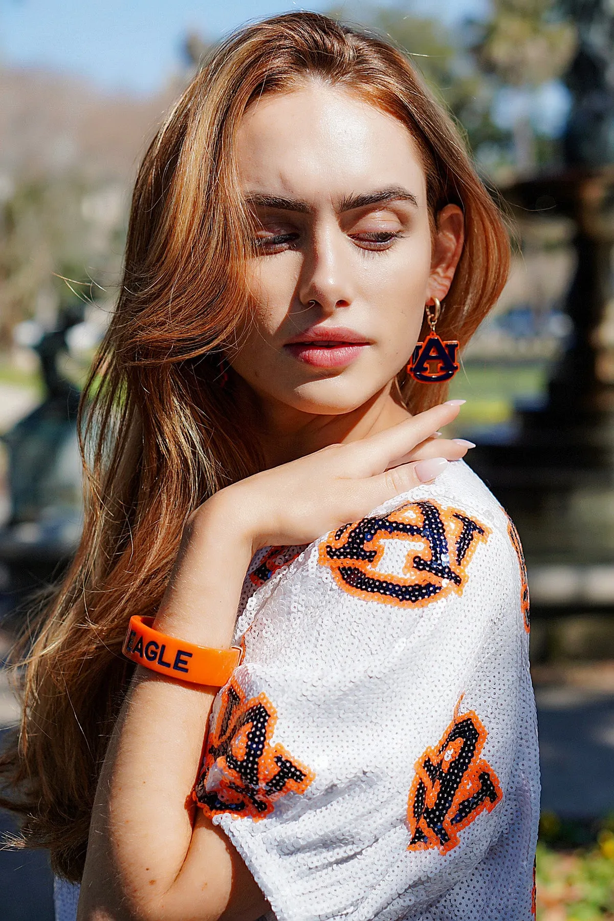 Auburn Tigers Resin Logo Drop Hoop Earrings sold by Canvas Style product image thumbnail 2