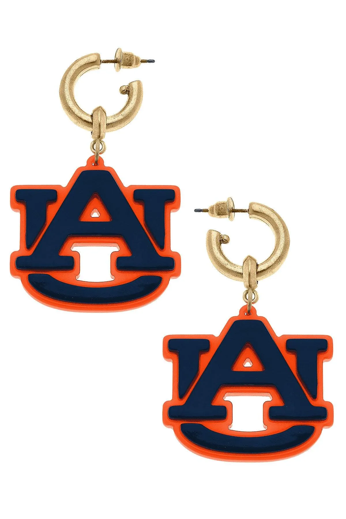 Auburn Tigers Resin Logo Drop Hoop Earrings sold by Canvas Style