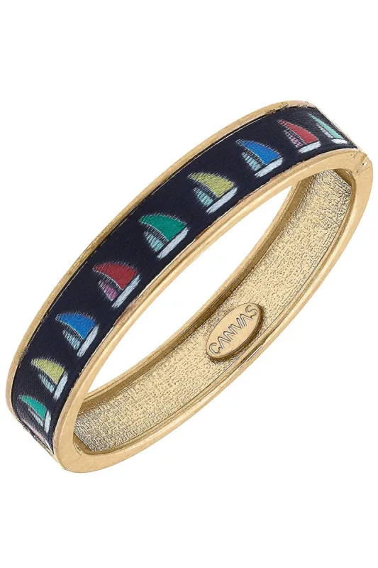 Dorothy Sailboat Hinge Bangle in Word Gold sold by Canvas Style