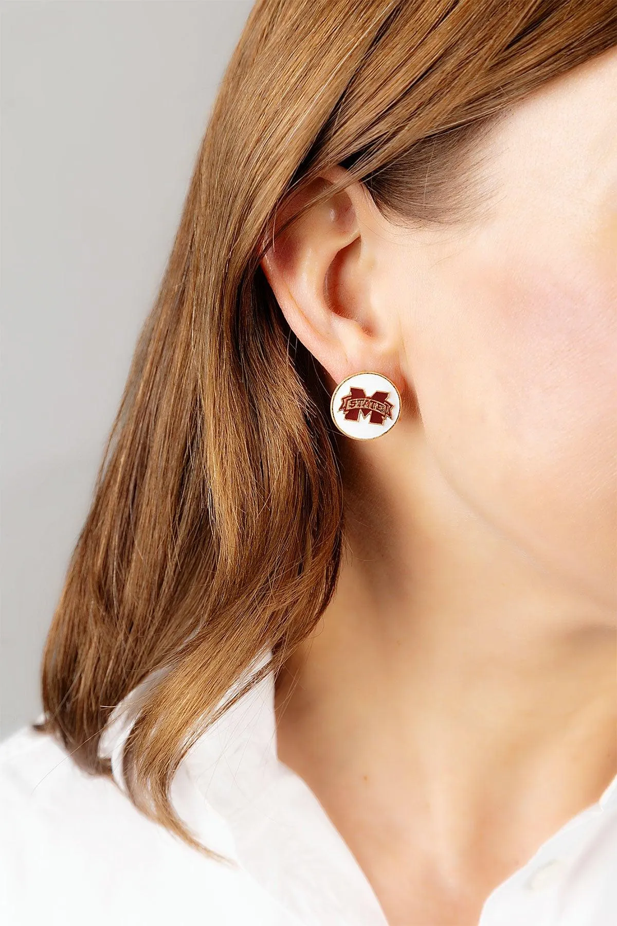Mississippi State Bulldogs Enamel Disc Stud Earrings - FINAL SALE sold by Canvas Style product image thumbnail 3