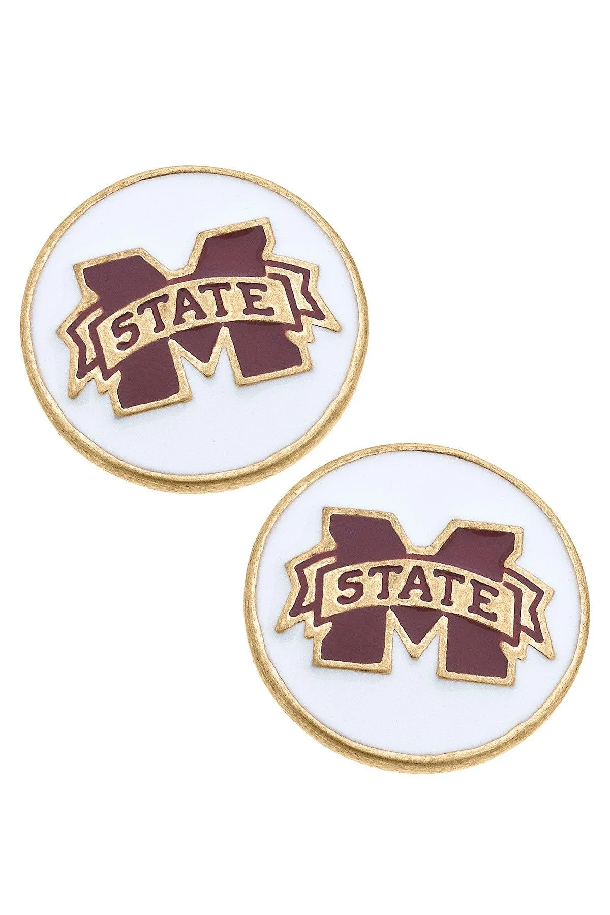 Mississippi State Bulldogs Enamel Disc Stud Earrings - FINAL SALE sold by Canvas Style
