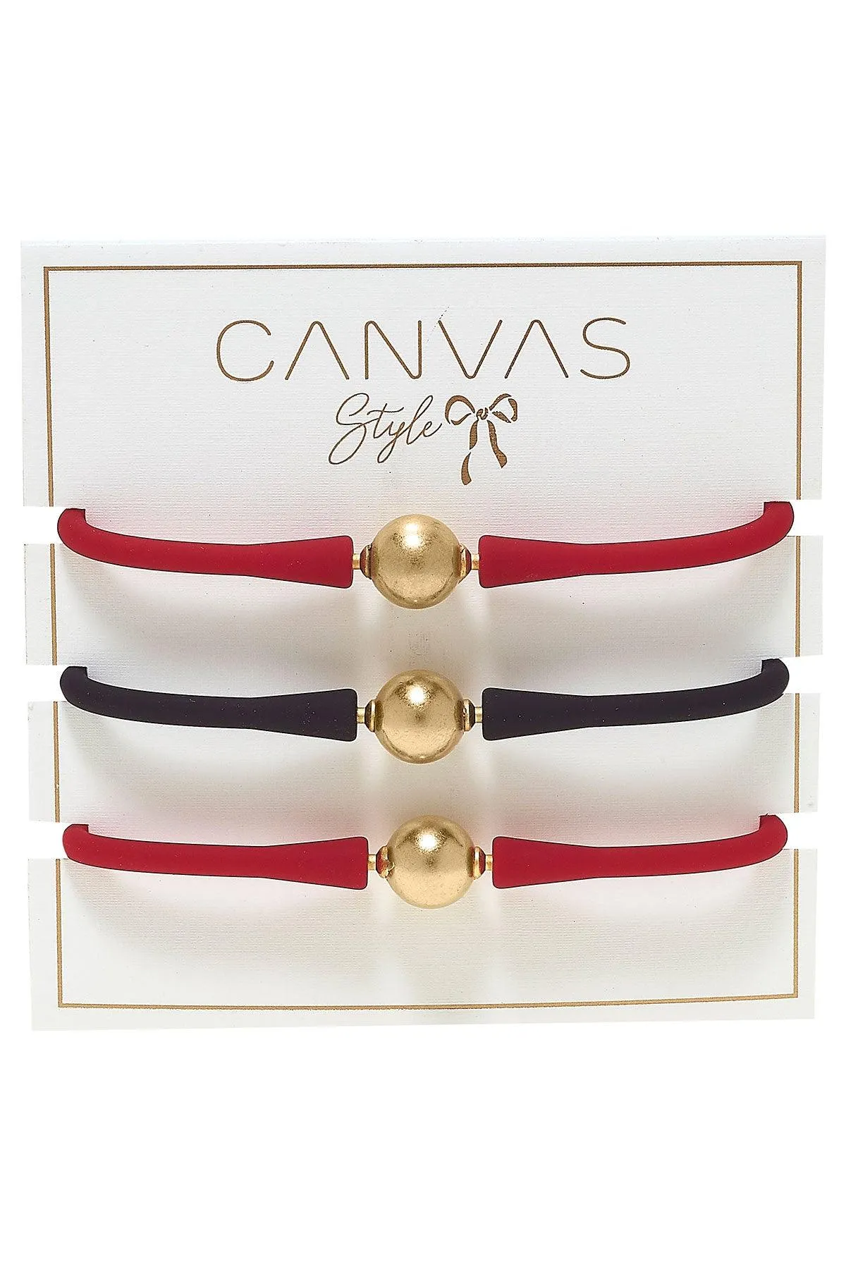 Bali Game Day 24K Gold Bracelet Set of 3 in Red & Black sold by Canvas Style product image thumbnail 2