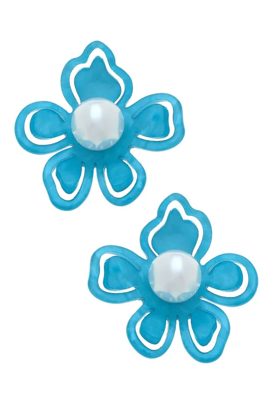 Julia Resin Flower Statement Stud Earrings sold by Canvas Style