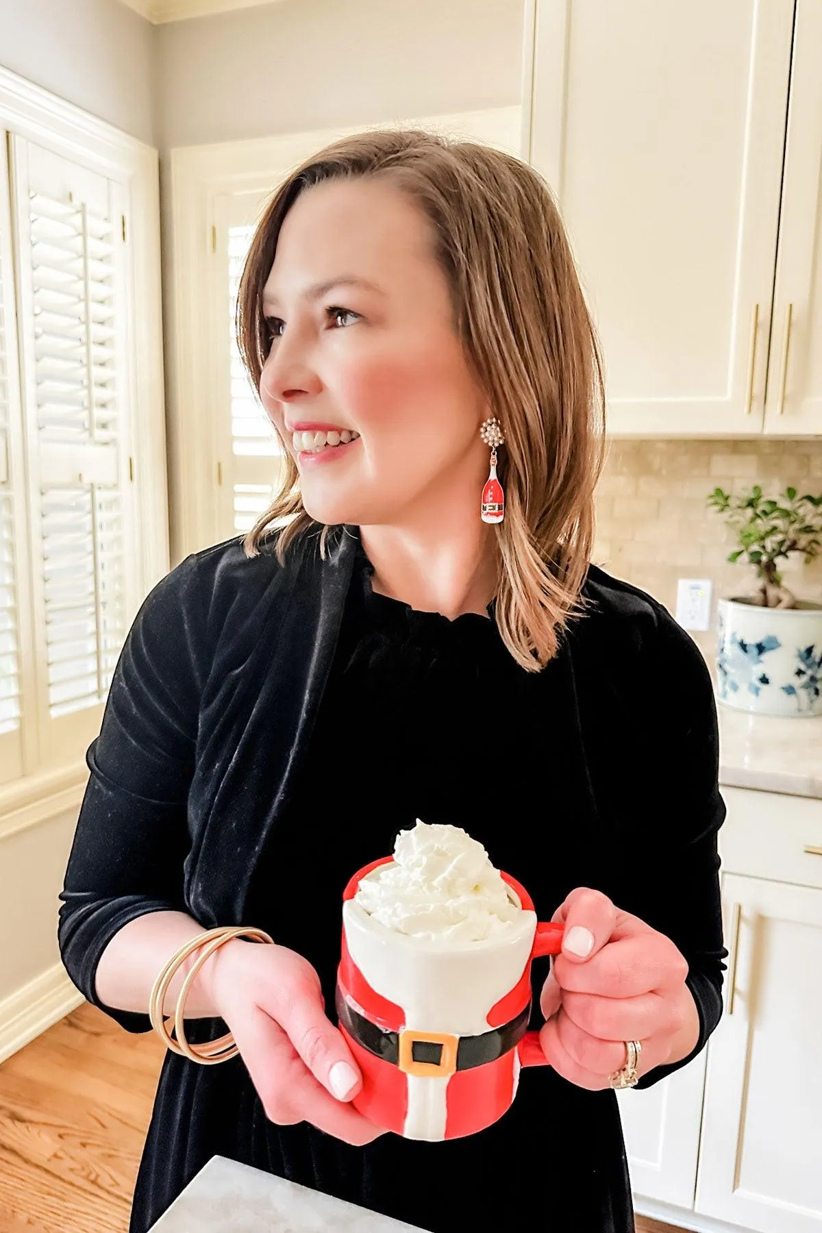 Santa Champagne Bottle Enamel Earrings sold by Canvas Style product image thumbnail 4