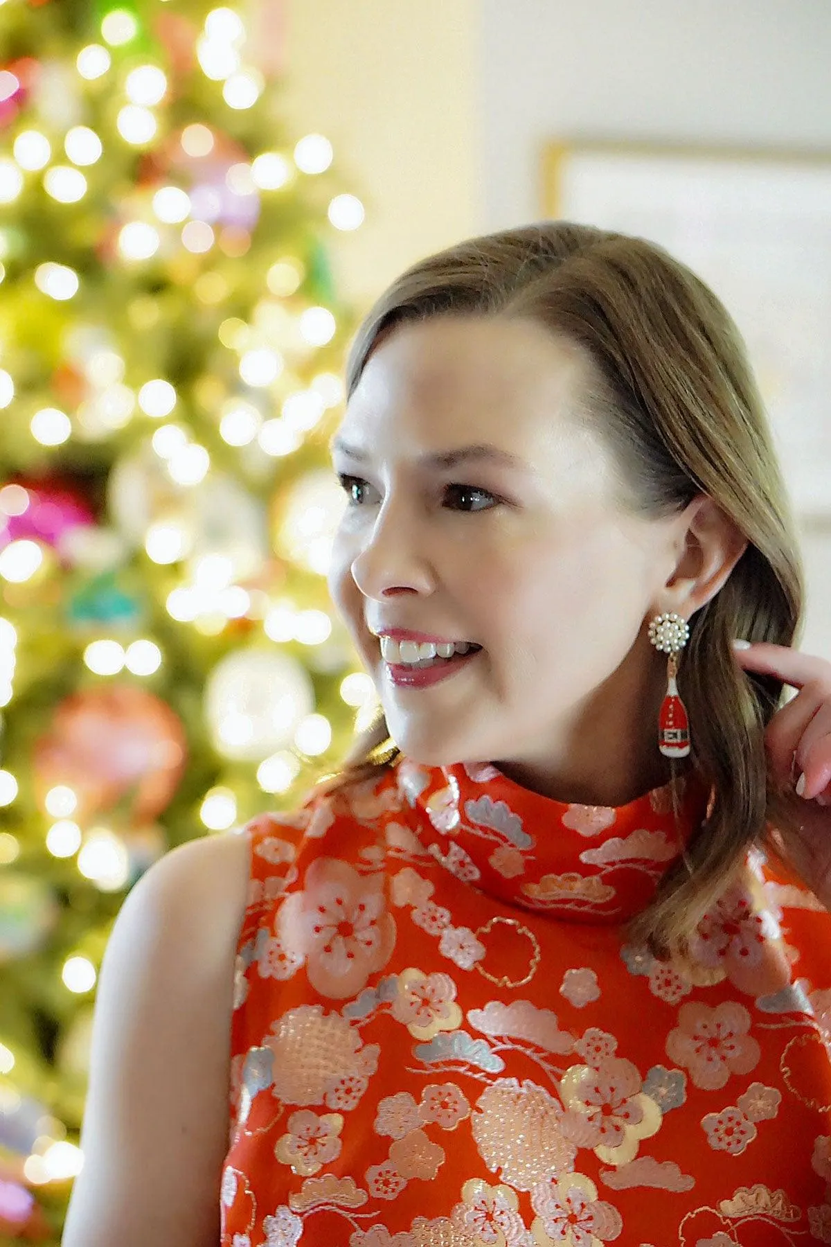 Santa Champagne Bottle Enamel Earrings sold by Canvas Style product image thumbnail 3