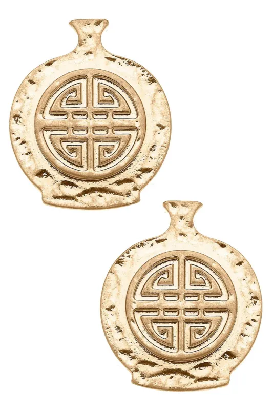 Lily Ginger Jar Stud Earrings in Worn Gold sold by Canvas Style