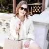 Sheridan Pearl, Wood & Gold Bead Hoop Earrings in Ivory - FINAL SALE sold by Canvas Style