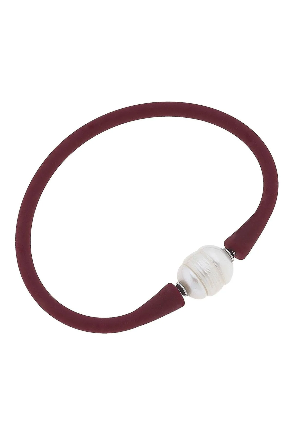 Bali Freshwater Pearl Silicone Bracelet in Burgundy - FINAL SALE sold by Canvas Style