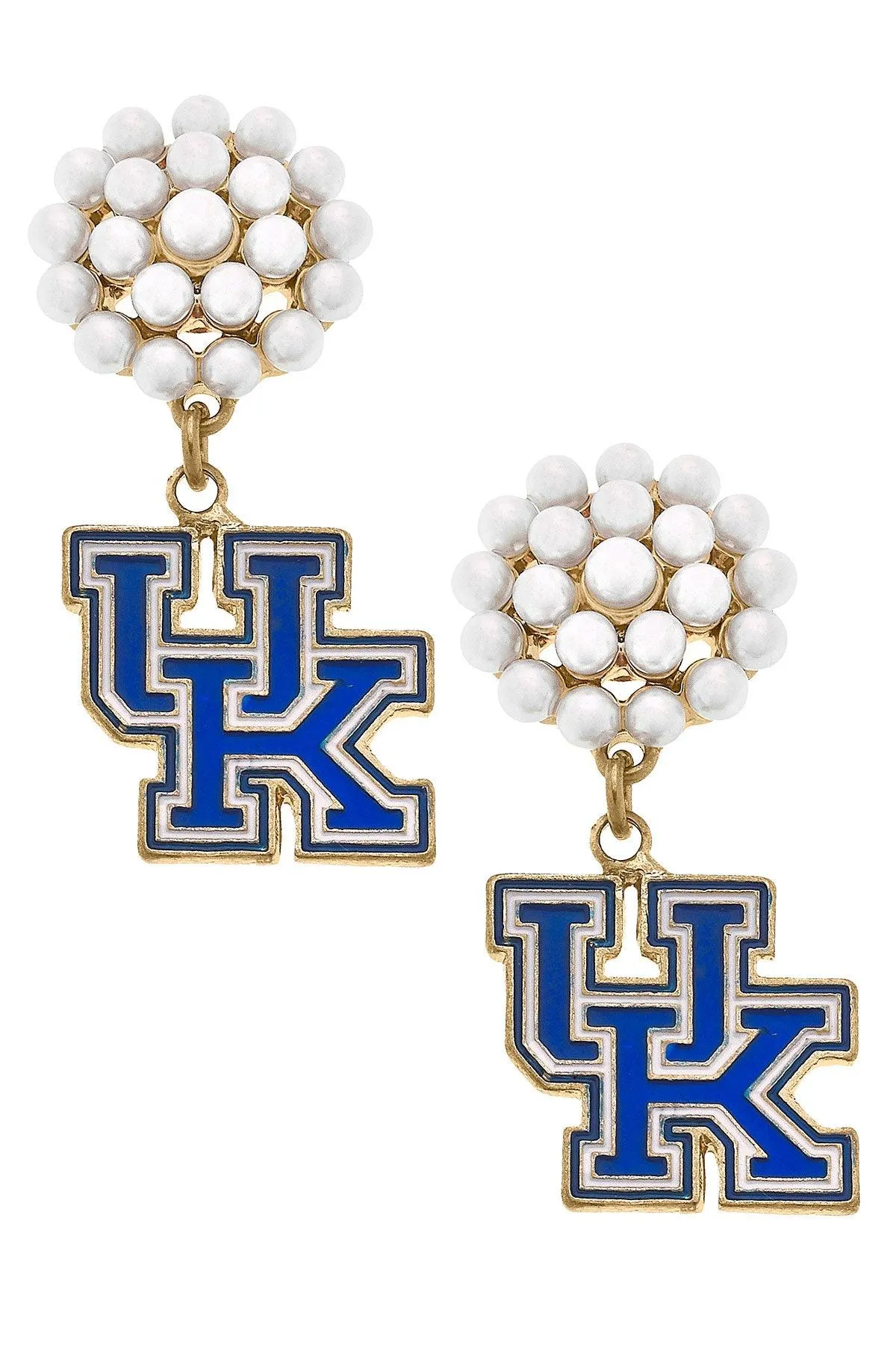 Kentucky Wildcats Pearl Cluster Enamel Drop Earrings sold by Canvas Style