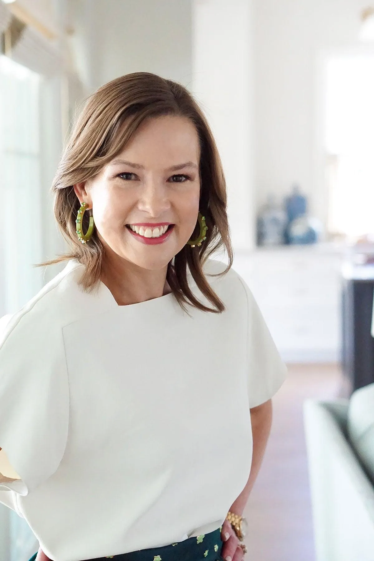 Renee Resin and Rhinestone Hoop Earrings in Lime Green sold by Canvas Style product image thumbnail 2