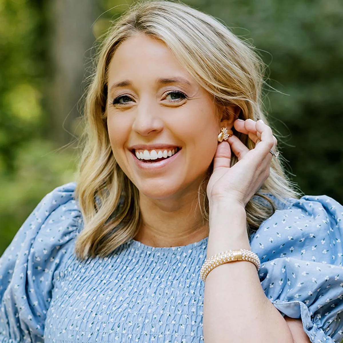 Jackie Pearl-Studded Statement Hinge Bangle in Ivory sold by Canvas Style product image thumbnail 3